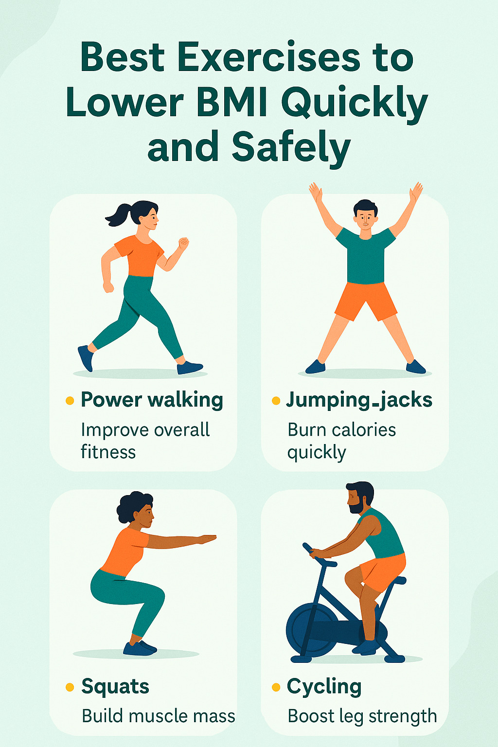 People doing cardio and strength exercises to reduce BMI